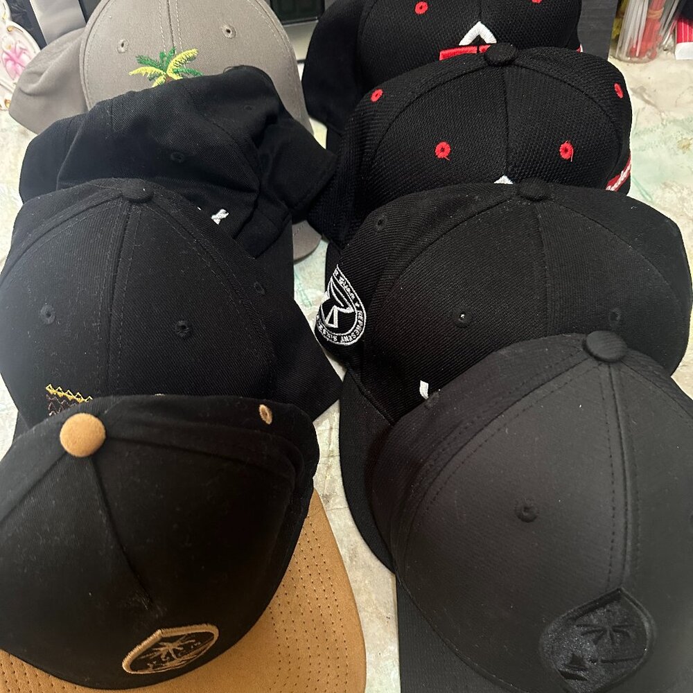 Lot of 8 Guam Hats Guam Seal Tao Tao Bud United 671 Coffee DNA Evo Hafa Ada